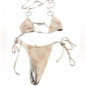 Axil swim Leaf Print Bikini Set string bikini two piece swimsuit nwot